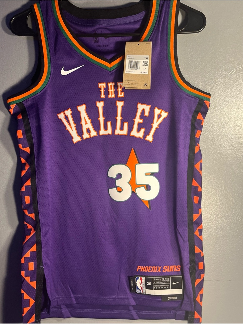 NBA Nike Jersey Phoenix Suns The Valley Kevin Durant Men’s XS (36)